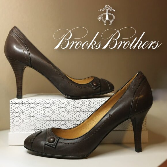 Brooks Brothers Shoes - 𝐁𝐑𝐎𝐎𝐊𝐒 𝐁𝐑𝐎𝐓𝐇𝐄𝐑𝐒 🐑 Brown Leather Classic Career Pumps 🐑 NEW!